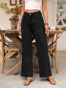 EMERY ROSE Jeans vaqueros informales de talla grande con lavado medio para mujer - Negro - Ver 7