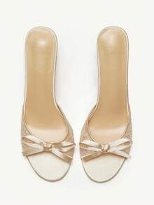 CUCCOO CHICEST 女士香槟色蕾丝尖头高跟穆勒鞋 - 香檳色 - 查看 10