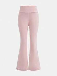 Sparklyn 2 件套年轻女孩街头时尚运动装，灰色连帽衫和喇叭裤，休闲秋冬 - 粉色 - 查看 4