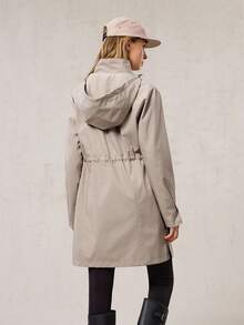 OutZeal 女式防水抽绳腰侧口袋长款户外夹克徒步露营秋冬 - 卡其色 - 查看 8