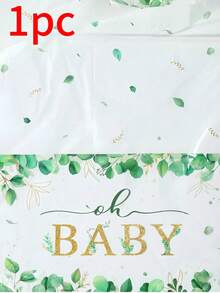 3 piezas 137*274CM/54*108IN Mantel desechable, mantel con estampado de hojas de eucalipto fresco, adecuado para fiestas temáticas y decoración diaria - Multicolor - Ver 8