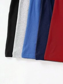 5pcs/Set Teen Boys' Fashion Comfortable Round Neck T-Shirt Paired With Straight Leg Pants Outfit