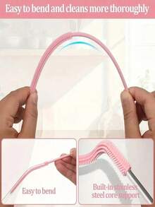 Silicone Straw Cleaner Brush, Reusable Straw Brush Extra Long For Cleaning Glass Metal Smoothie Straws And Straw Cups, Non-Slip Handle Soft And Bendable,