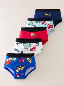 5件装 男童可爱汽车印花柔软舒适基本款三角裤