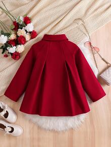 女童纯色高领A字长袖毛呢外套。款式简约时尚。A字廓形优雅大方，适合宝宝各种场合穿着。无论是日常外出、居家休闲，还是参加晚会，都能让宝宝成为最吸睛的小公主。也是妈妈们为宝宝挑选的理想时尚单品。