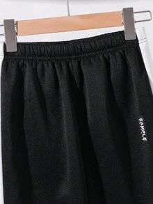 SHEIN 3件組兒童/青少年男孩黑白對比色連帽衛衣、抽繩長褲、加厚外套套裝，休閒運動校園秋冬穿搭 - 黑與白 - 查看 6