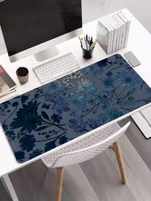1PC Blue Flower Mouse Pad Aesthetic Design Large Desk Mat With Nature Non-SlipDesk Pad Keyboard Pad, For Work Game Office Home Woman Friend Gifts Back To School Gaming Mouse Pad - Multicolor - View 3