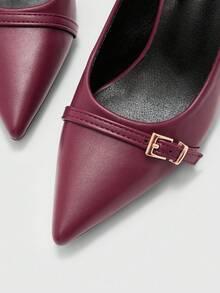 CUCCOO BIZCHIC 勃艮第女士高跟鞋，性感细高跟尖头鞋，适合户外、通勤、派对、宴会 - 酒紅色 - 查看 7