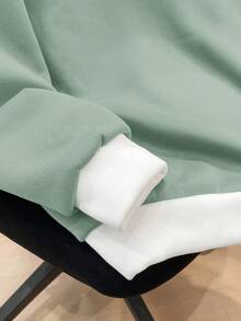 SHEIN 青少年男童休闲拼接撞色卫衣，灰色和藏蓝色，英文印花，保暖内衬，百搭日常穿着，秋冬款 - 薄荷綠 - 查看 8