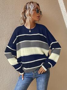 EMERY ROSE Women's Latest Fashion Comfortable Color Block Pullover Sweater - Multicolor - View 5