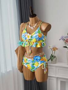 Bellisia Bộ đồ bơi 2 mảnh áo hai dây in họa tiết và quần tam giác cho nữ - Nhiều màu - Xem 1