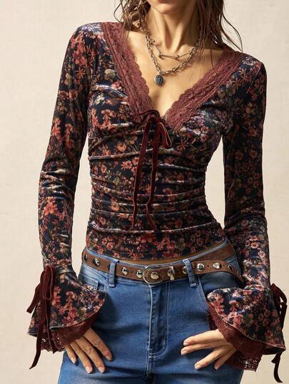 Bohemela 女式休闲度假V领长袖针织上衣