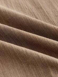 HIMLAND Men's Casual Solid Color Short Sleeve Shirt And Pants Set