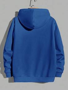 EURMUSE Nam Tiếng Anh In thư Hoodie Với dây rút - Màu xanh lam - Xem 2