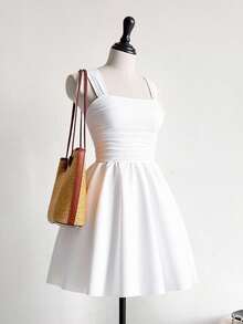 Teen Girls Elegant Comfortable Loose Pleated A-Line Dress Summer Holiday