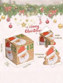 1/24/25 hộp lịch Giáng sinh tự làm, hộp quà Giáng sinh, hộp quà đếm ngược ngày lễ, hộp số bìa cứng Giáng sinh cho gia đình, đồ trang trí ngày lễ Giáng sinh - Màu Khaki - Xem 2
