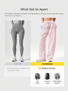 GLOWMODE 日常羊毛寒冷季节柔软轻盈保暖寒冷平衡臀部曲线可调节抽绳下摆腰部侧袋阔腿慢跑裤秋冬户外日常休闲 - 藕粉色 - 查看 3