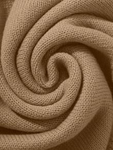SHEIN LUNE 2pcs Women Casual Solid Color Turtleneck Raglan Sleeve Sweater And Knit Pants Set, Autumn/Winter - Camel - View 8