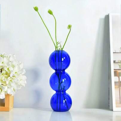 1 件装设计师风格泡泡玻璃彩色球花瓶，适用于咖啡店、民宿；软装饰品礼物生日毕业
