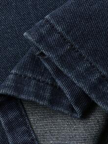 DAZY 女士休闲口袋衬衫和阔腿牛仔裤套装，秋季 - 藍色 - 查看 9