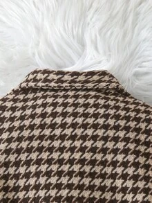 SHEIN Elladie kids Young Girls Lapel Belted Houndstooth Long Coat