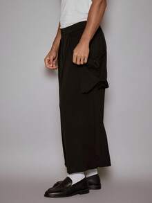 Musero Oversized Cropped Balloon Style Fit Trousers Folded Hem Detailing Fall/SPRING SUMMER - Black - View 3