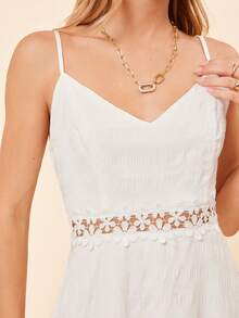 Coeurva Guipure Lace Insert Cami Dress - White - View 4