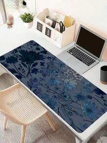 1PC Blue Flower Mouse Pad Aesthetic Design Large Desk Mat With Nature Non-SlipDesk Pad Keyboard Pad, For Work Game Office Home Woman Friend Gifts Back To School Gaming Mouse Pad - Multicolor - View 4