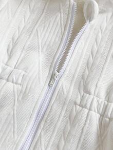 SHEIN 女宝宝加厚休闲连帽抓绒外套，适合秋冬季外出 - 白色 - 查看 5