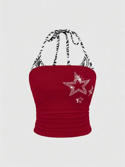 J-Fashion Top de tirantes 2 en 1 estilo Gyaru de Shibuya Y2K para mujer