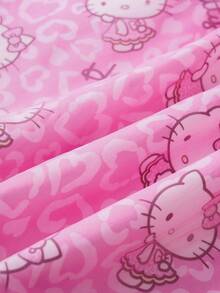 HELLO KITTY AND FRIENDS | SHEIN 休闲甜美芭蕾风格粉色网眼双层豹纹宽松A字裙，夏季 - 彩色 - 查看 4