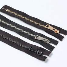 5条装单拉/双拉闭口金属拉链 #5，多种颜色可选，适用于服装裁剪和缝纫工艺 - 闭口设计，单拉/双拉黄铜拉链头，适用于夹克和手工艺品 - 黑色、金色、银灰色 - 5# 金屬 - 查看 9