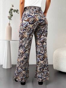 EURMUSE Pantaloni a gamba larga stampa paisley - Albicocca - Visualizzare 2