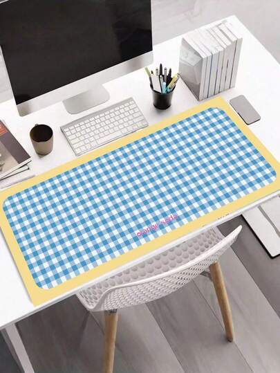 SHEIN 1pc Plaid Desk Mat, Waterproof & Oil Resistant, Washable, Suitable For Dorm Desk, Student Study Writing Desk Pad