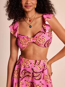 CAJUNI Bananah rosa bedrucktes Co-Ord Top und Shorts - Verschiedenfarbig - Übersicht 1