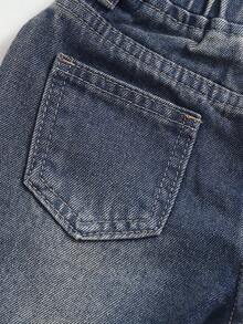 SHEIN Toddler Boys' Retro Blue Denim Ripped Straight Leg Jeans - Dark Wash - View 6