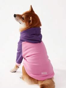 PETSIN 1pc Pet Colorblock Pink Purple Raglan Sleeve Casual Hoodie Sweatshirt For Dogs - Multicolor - View 6