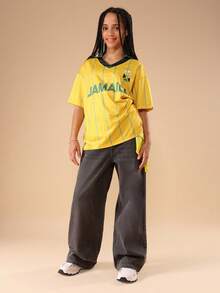 SUMWON Wide Leg Baggy Denim Pants Y2K Style High Waisted Straight Leg Retro Jeans Teen Fashion Loose Fit Fall Winter Street Style - Grey - View 6