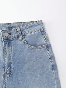 SHEIN Privé Slim Fit Washed Denim Jeans - Light Wash - View 7