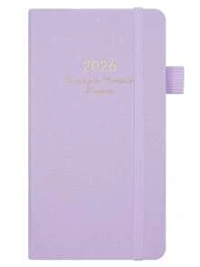 袖珍日历 - 小巧的月度计划本，可放入钱包，PU皮革硬面封面，学习用品，返校季 - 彩色 - 查看 6