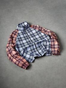 Manfinity EMRG Men's Plaid Raglan Sleeve Zip-Up Casual Jacket, Autumn - Multicolor - View 4