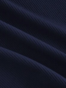 SHEIN EZwear 女士休闲性感露背紧身吊带背心，百搭，PU 材质 - 藏蓝色 - 查看 3