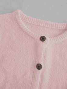 SHEIN BASICS 浅粉色女士开衫，适合秋冬 - 淺粉色 - 查看 4