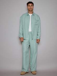 Musero Oversized Long Sleeved Linen Shirt Only Spring Summer Vacation Easter - Mint Green - View 4