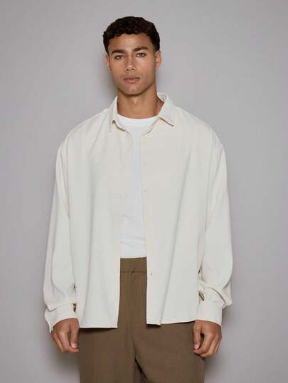 Musero Oversized Button Through Long Sleeve Chest 3D Patch Shirt Fall/SPRING SUMMER