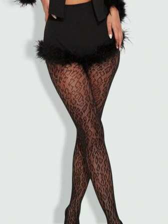 Goth Medias/Pantimedia/Mallas con estampado de lazo para mujer