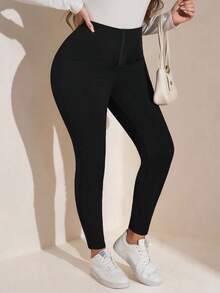Comfylo Plus Size Solid Color High Waist Casual Leggings