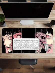 1PC Black Mouse Pad Extended Large Non Slip Rubber Base Big Keyboard Mat Gaming Office Desk Mat Back To School Gaming Mouse Pad - Multicolor - View 3