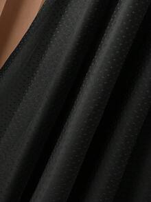 Cravure 大码女式花卉蕾丝拼布长袖连衣裙 - 黑色 - 查看 5