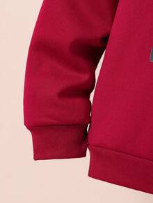 Tween Girl Crew Neck Sweatshirt,Smiling Face Checkerboard Long Sleeve,Red And Leopard Print,Autumn,Streetwear,School,Back-To-School Casual Fall Wear - Red - View 6